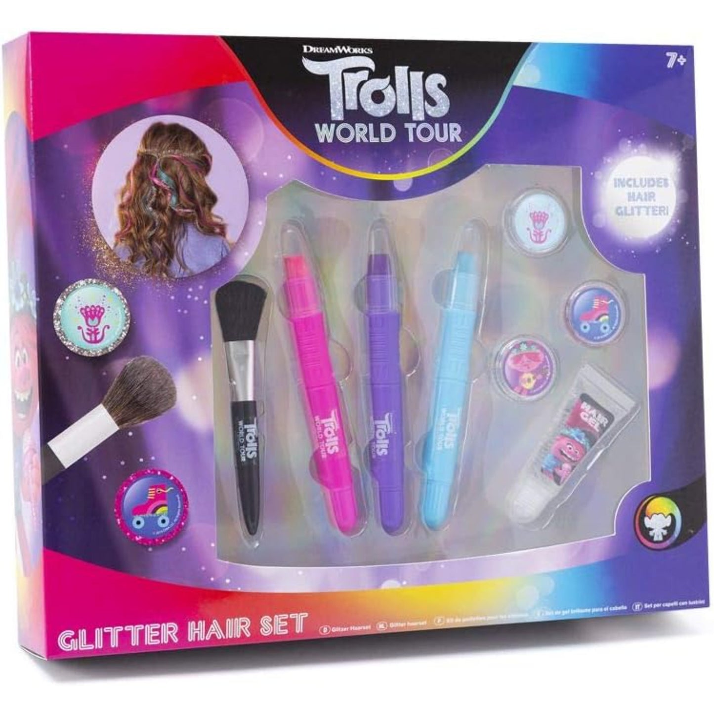 Trolls World Tour Glitter Hair Set