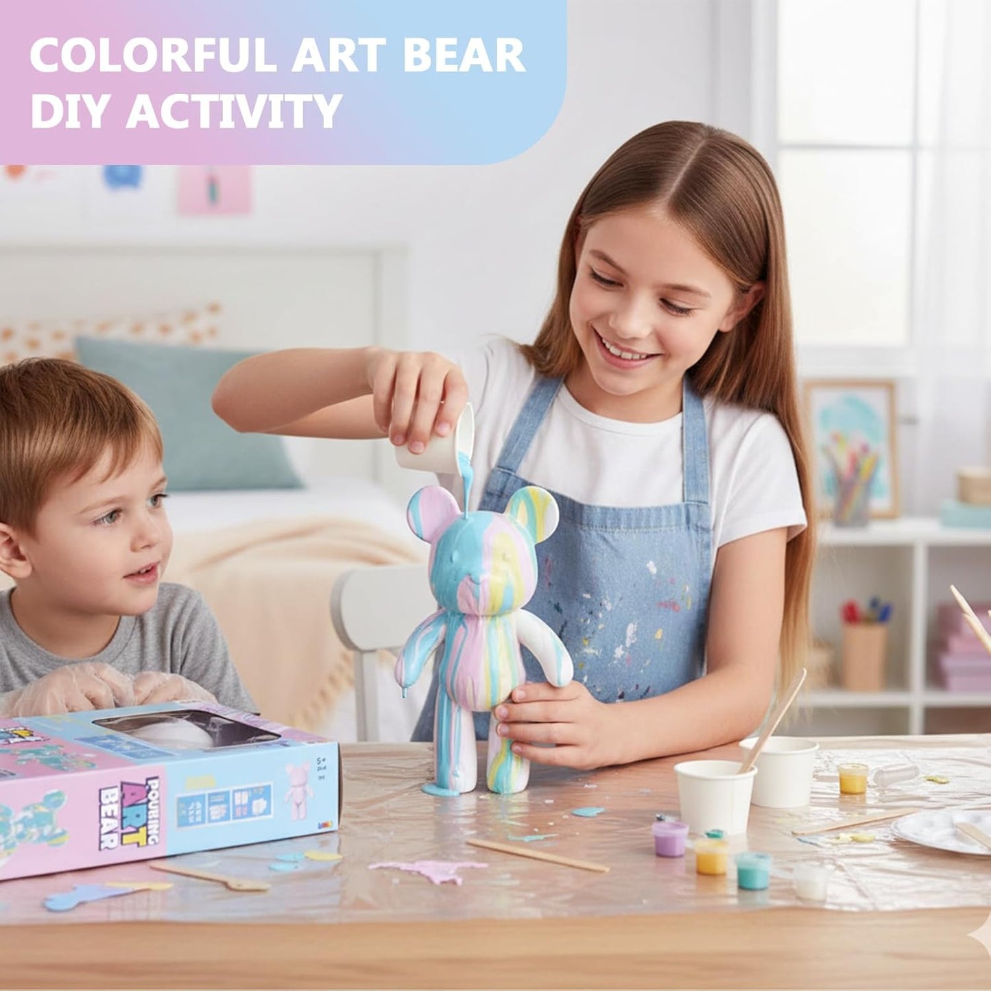 Marble Pouring Art Bear Series 2 Pastel