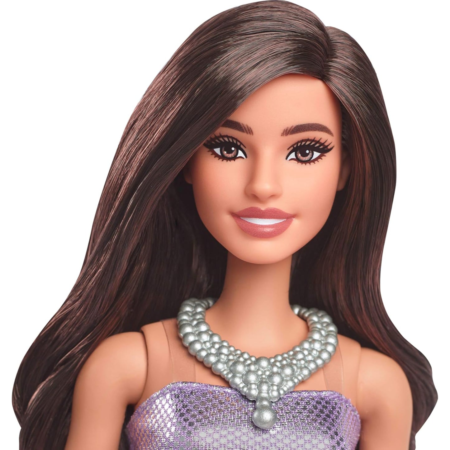 Barbie Fashionistas Doll In Sequined Purple Dress and Silvery Accessories
