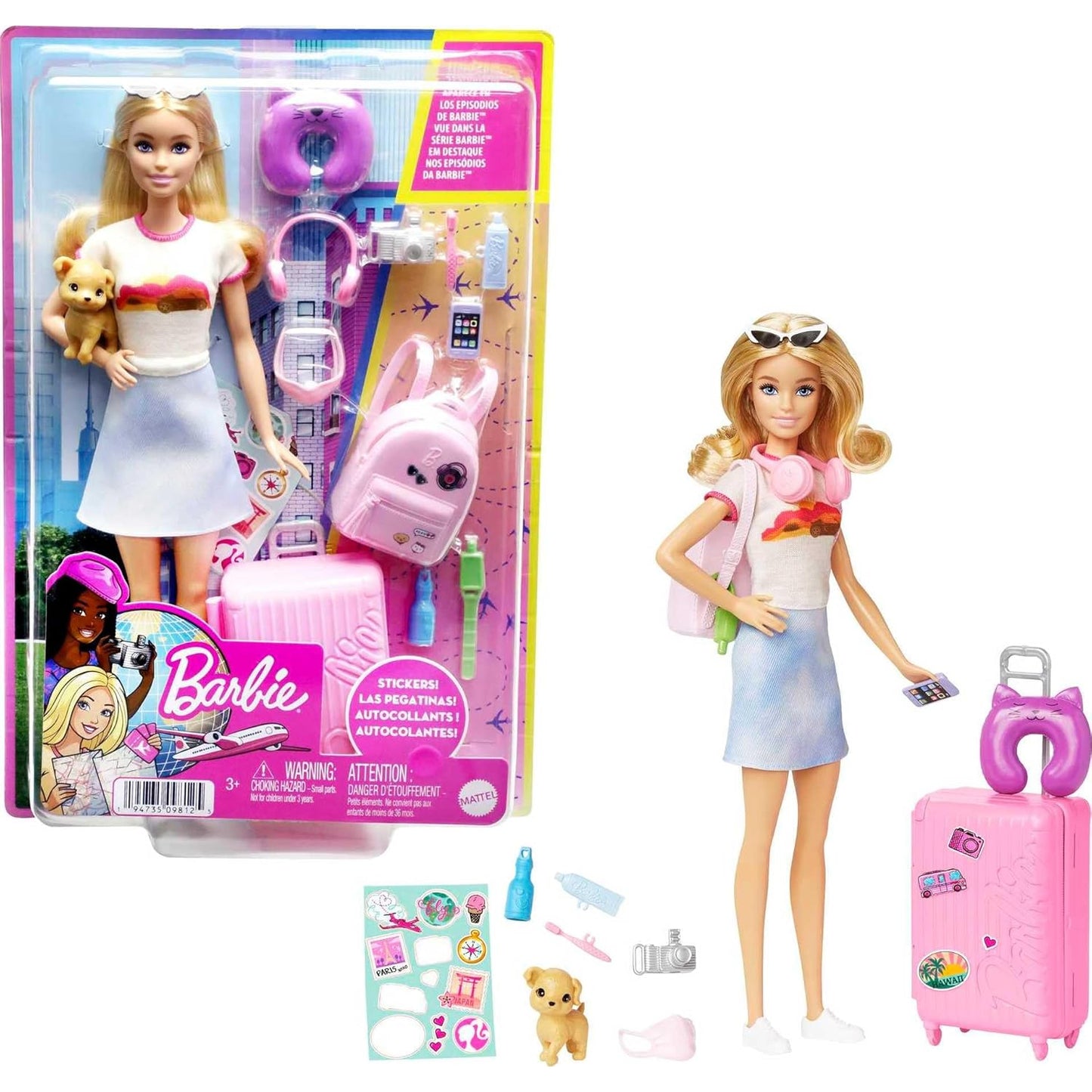 Barbie Doll Travel Set with Puppy