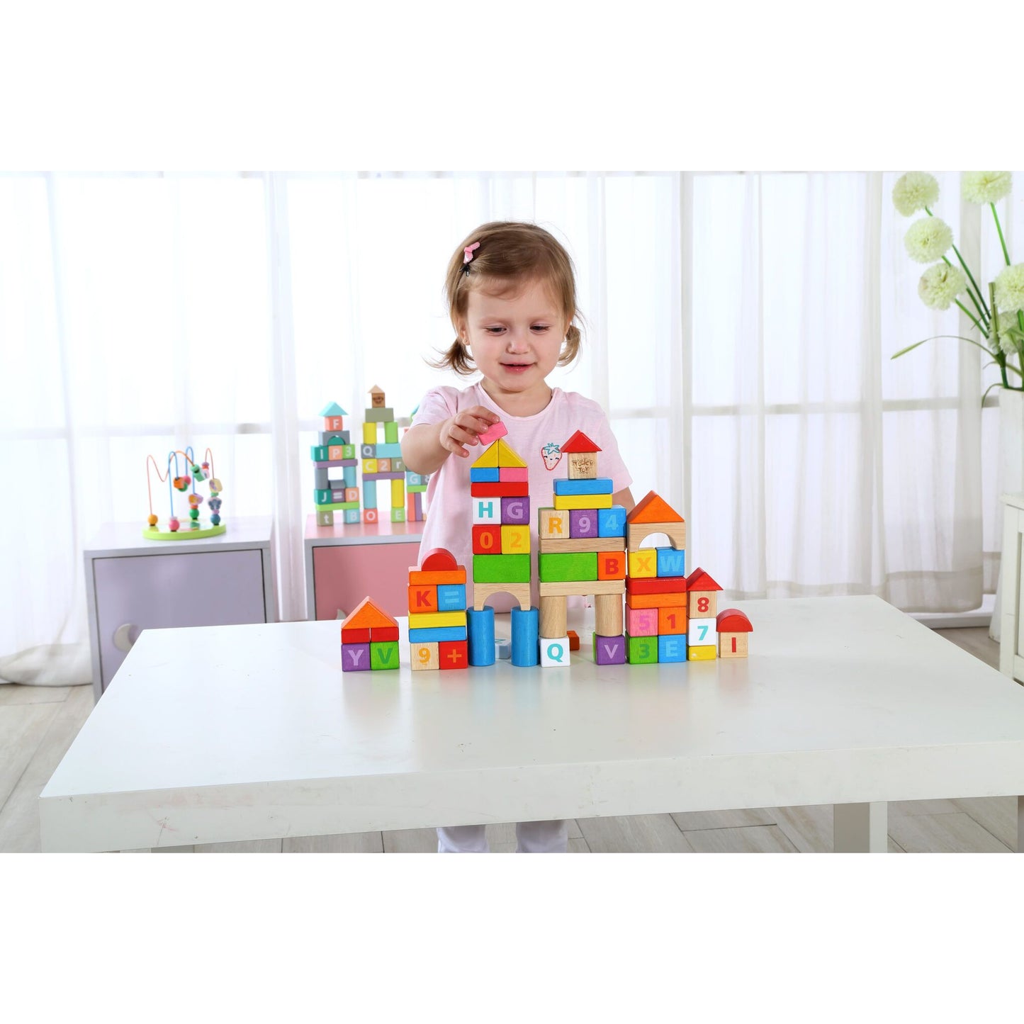 Wooden 70 Piece Block - Rubber Wood