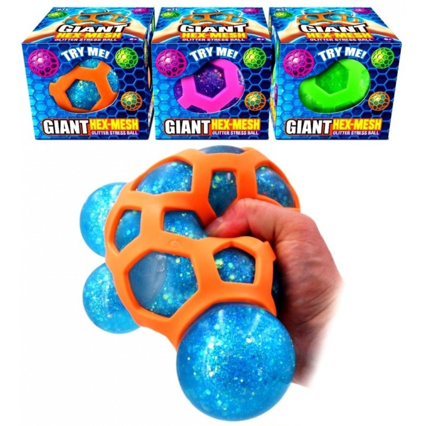 GIANT Hex-Mesh Glitter Stress Ball