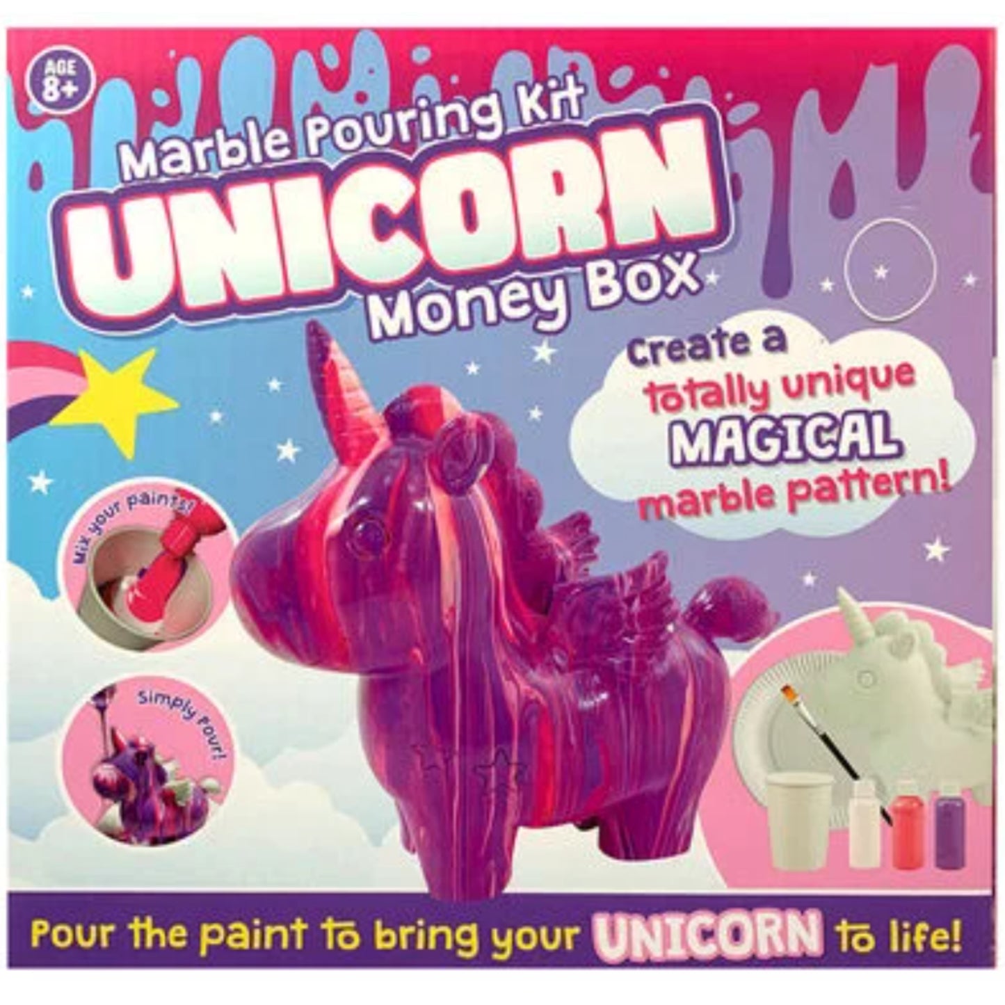 Marble Pouring Kit Unicorn Money Box