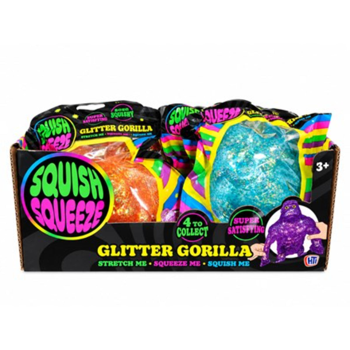 Squish Squeeze Glitter Gorilla - Assorted Colours