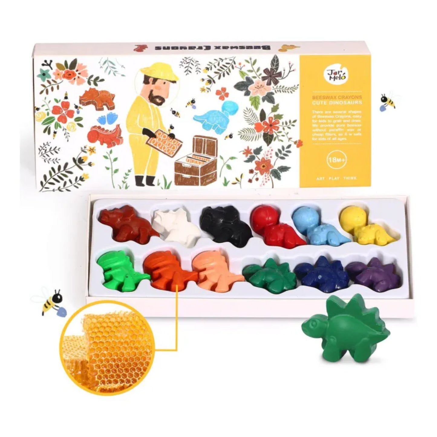 Colour Dinosaurs 12 Colours Beeswax Crayon