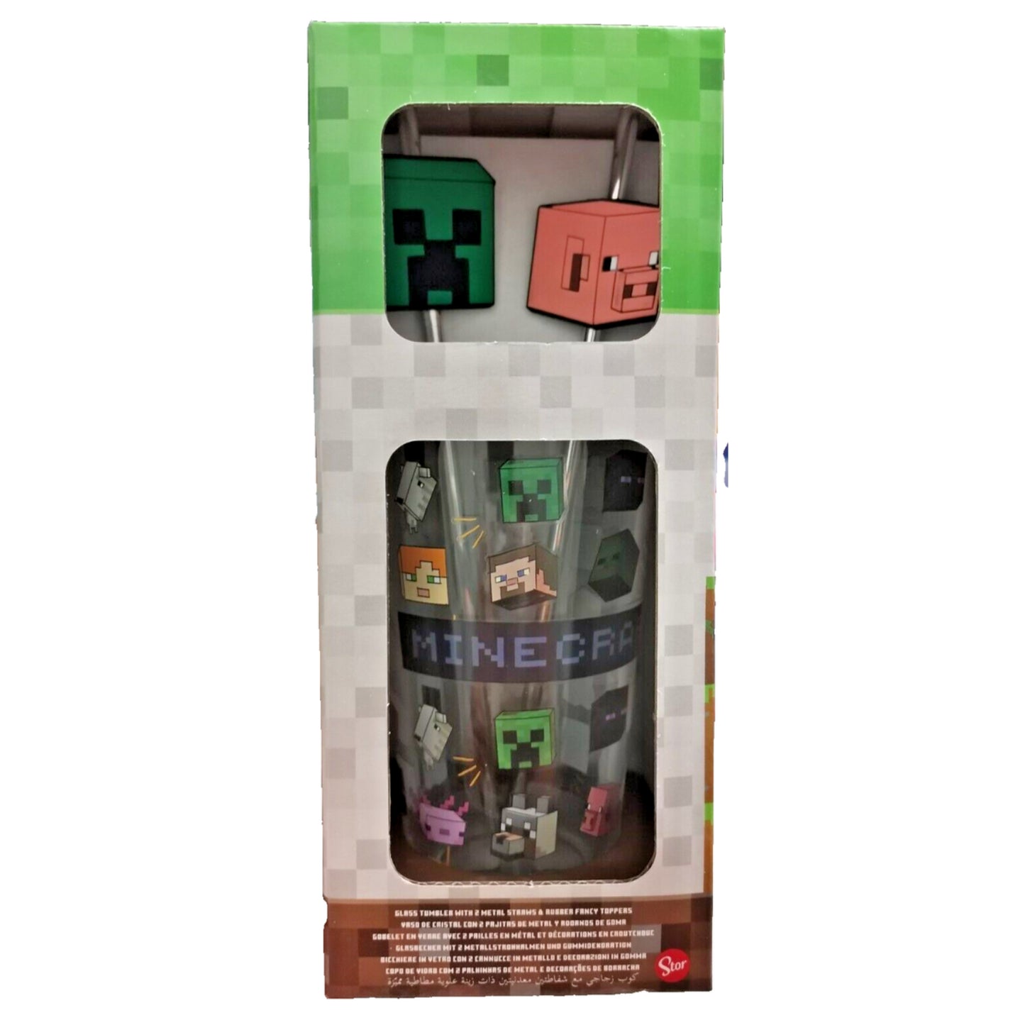 Minecraft Glass and Twin Straw Set