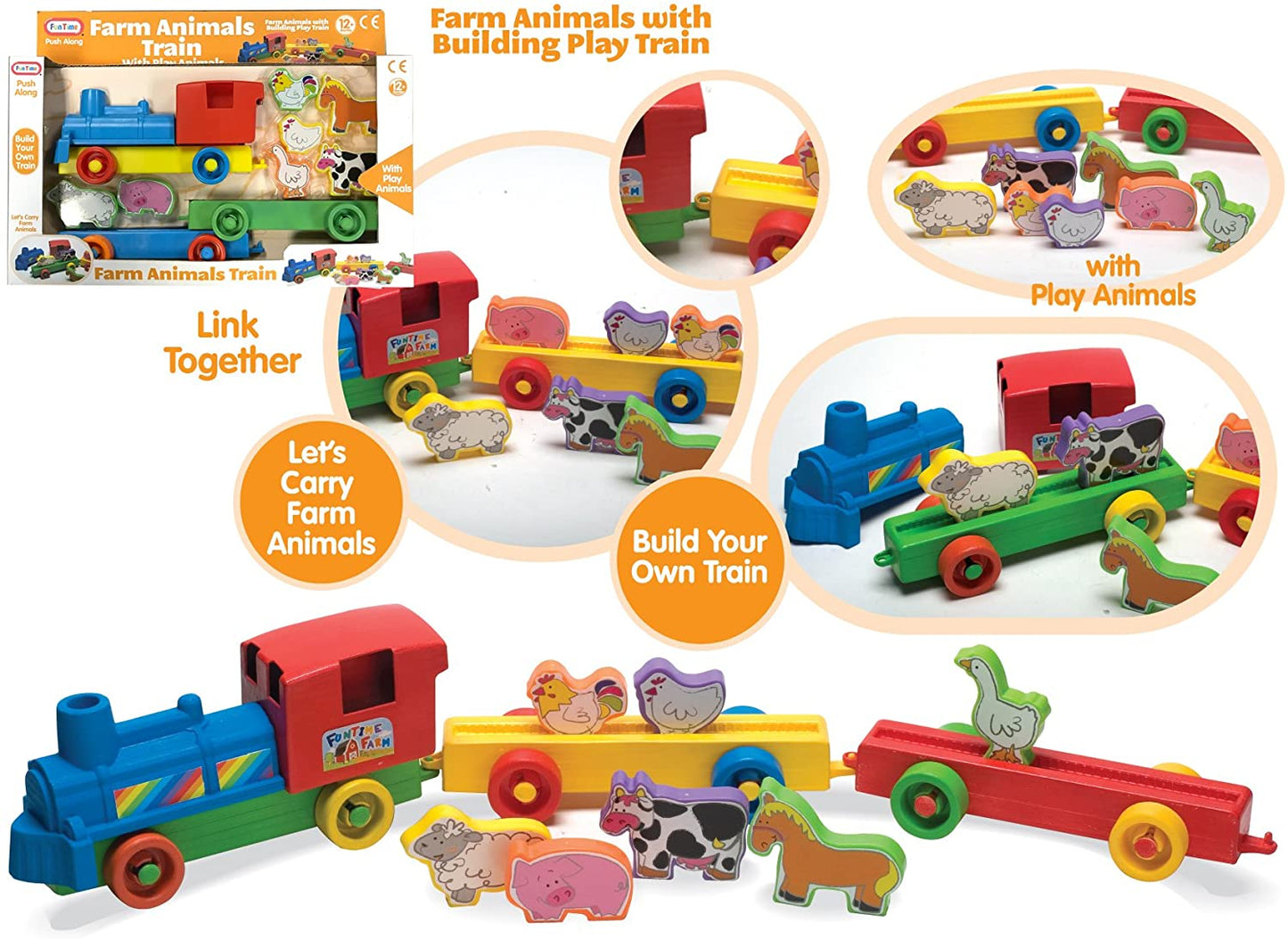 Fun Time Farm Train with Play Animals