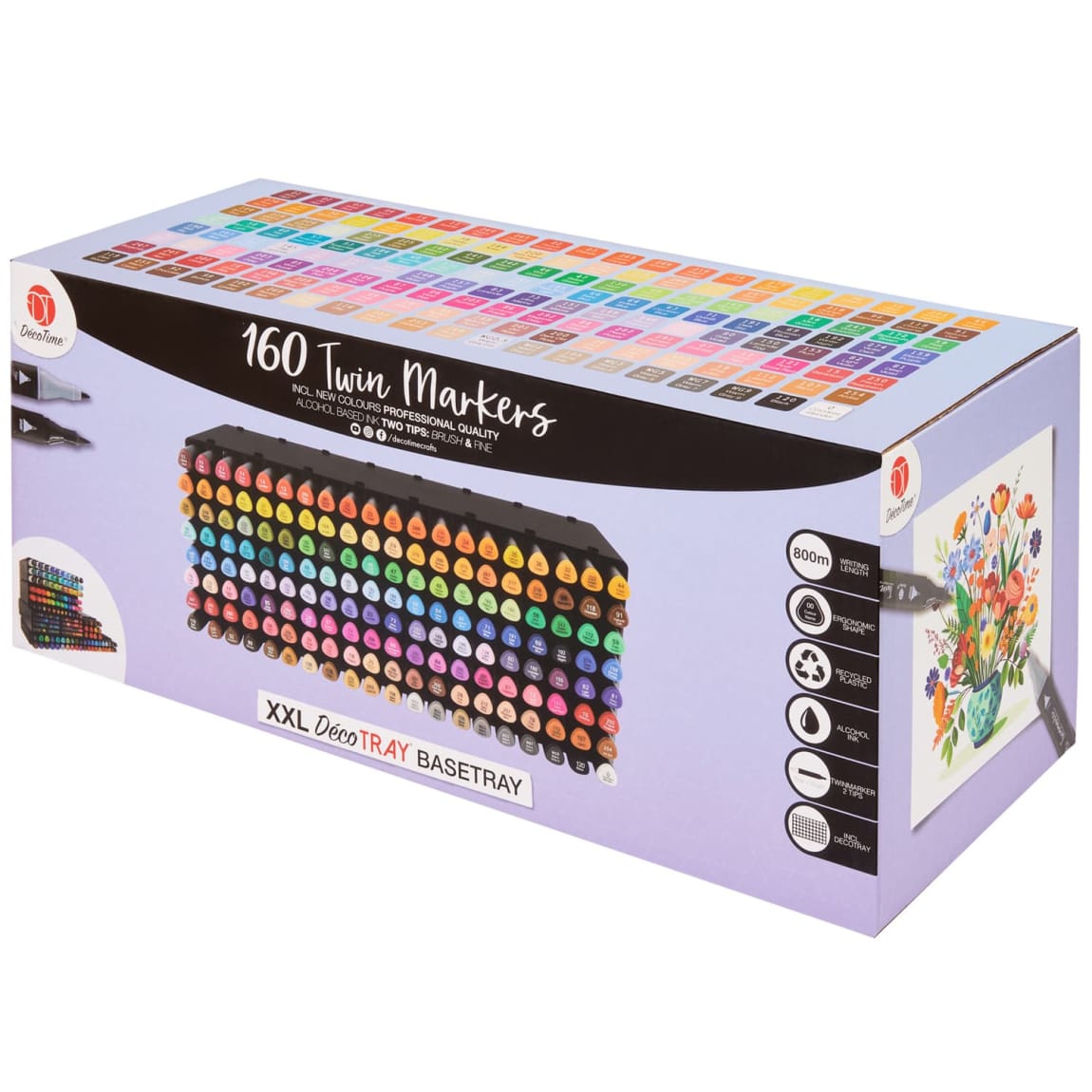 XXL DecoTime Basetray Twin Markers 160pk