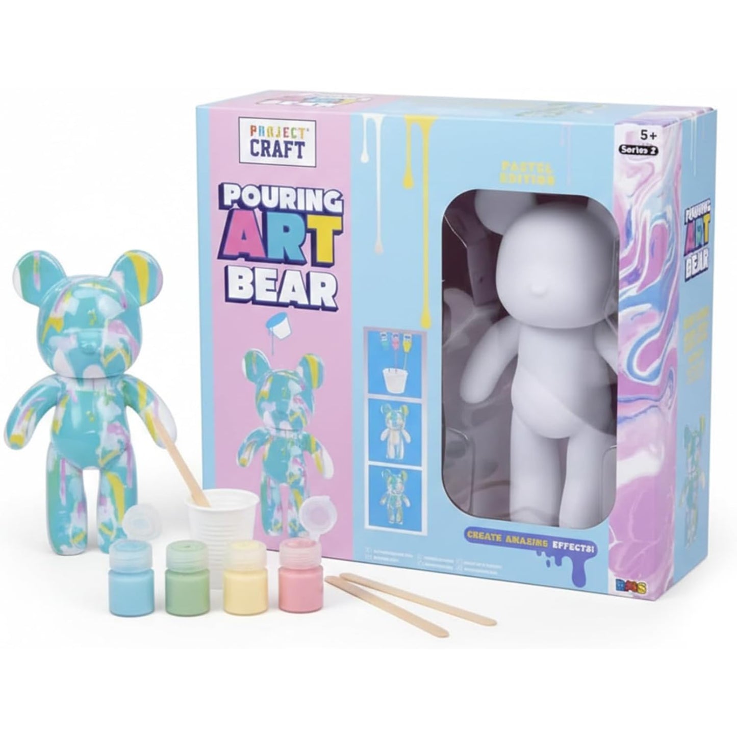 Marble Pouring Art Bear Series 2 Pastel