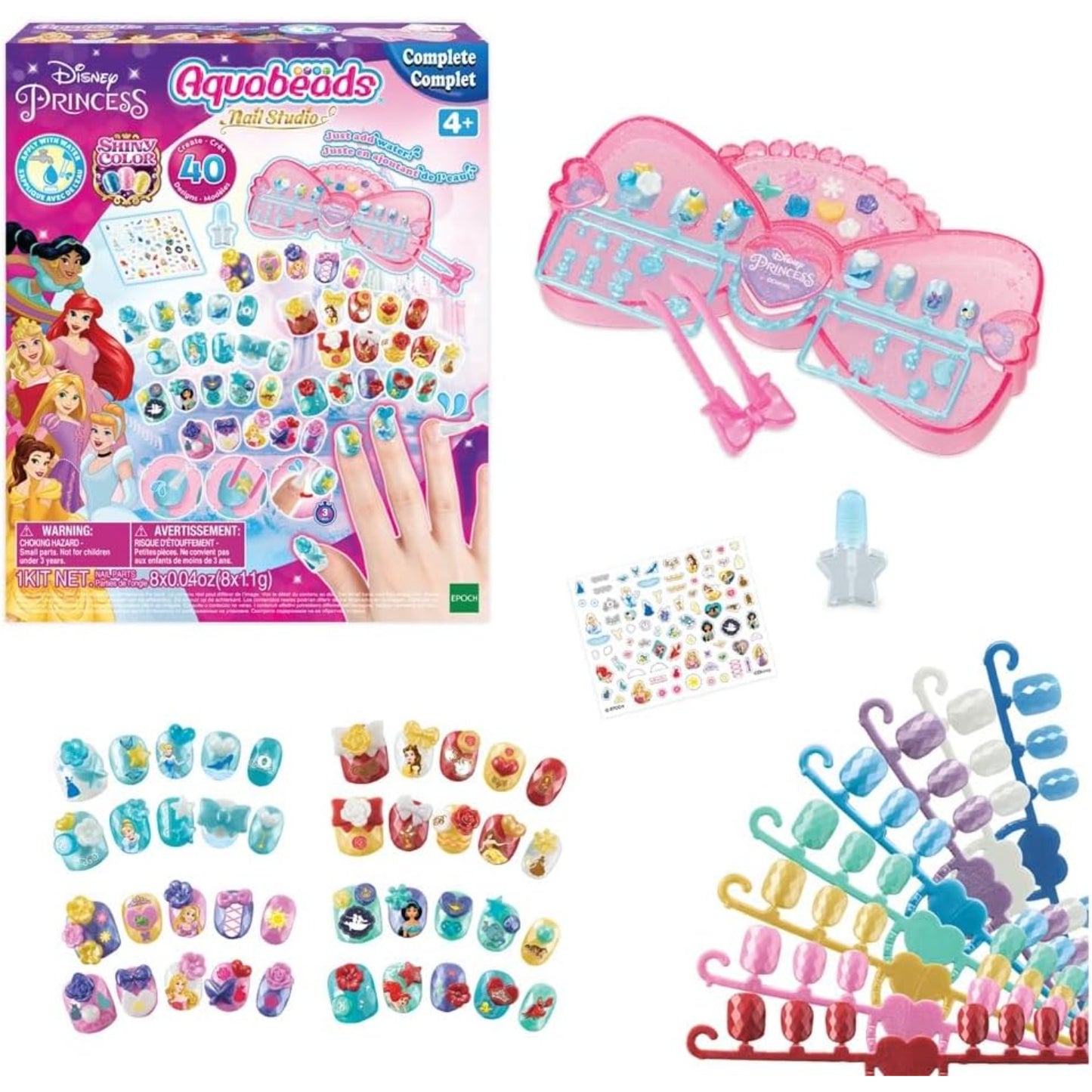 Aquabead Disney Princess Nail Studio  + 2 Refill Recharge Packs