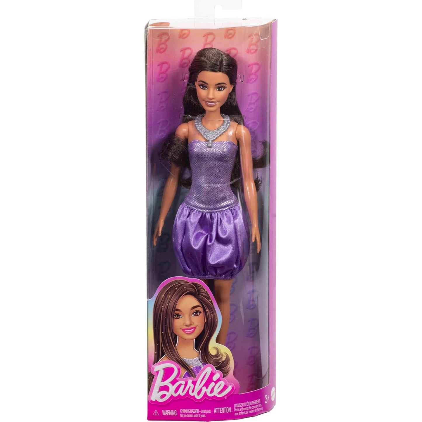 Barbie Fashionistas Doll In Sequined Purple Dress and Silvery Accessories