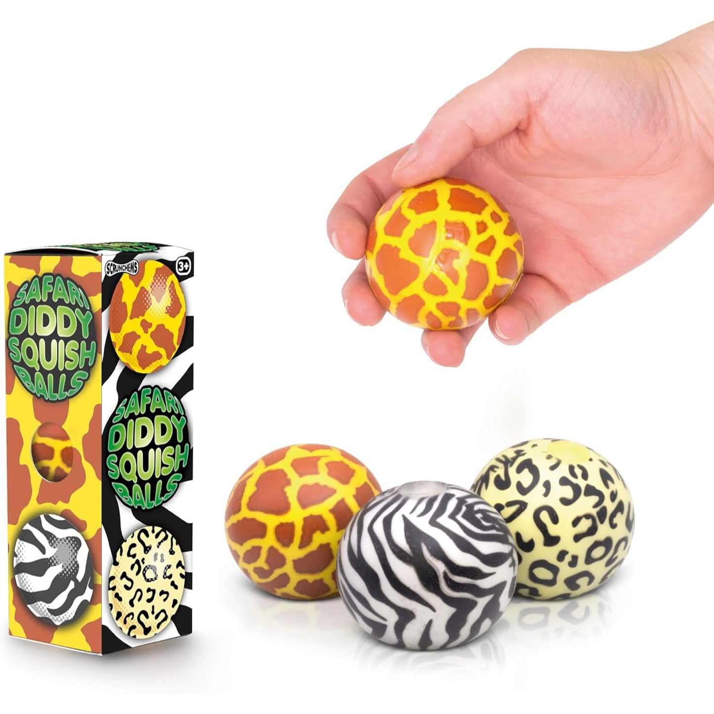 SCRUNCHEMS SAFARI DIDDY SQUISH BALLS - 3PK