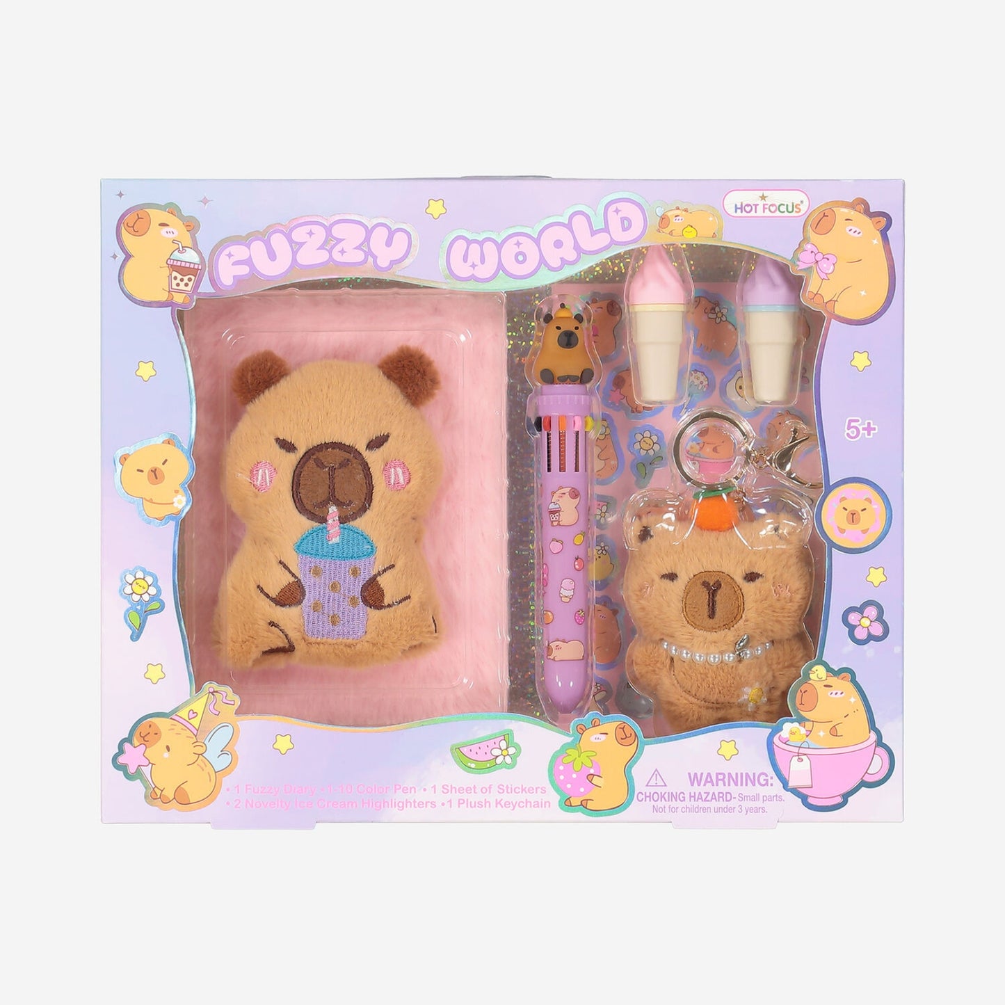 Hot Focus Fuzzy World Capybara Diary Gift Set