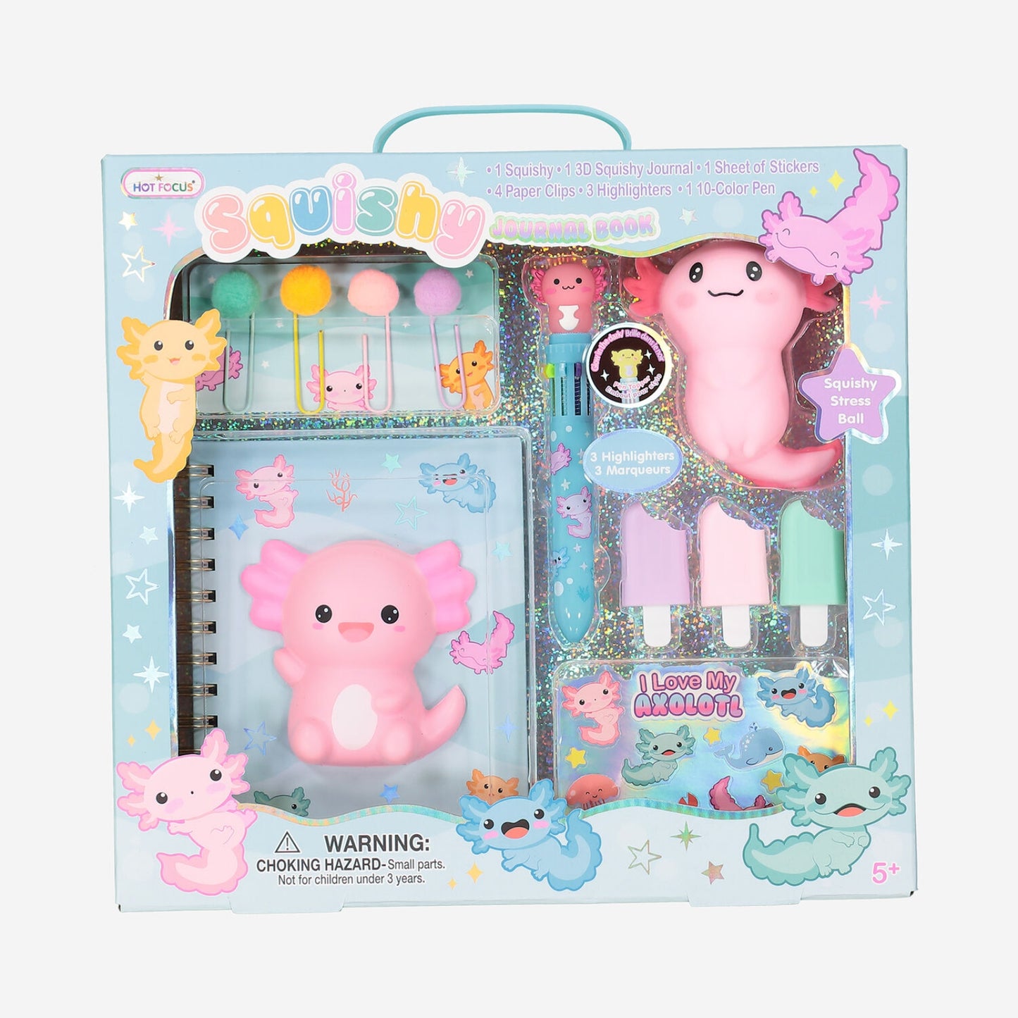 Hot Focus Squishy Journal Gift Set - Axolotl
