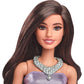 Barbie Fashionistas Doll In Sequined Purple Dress and Silvery Accessories