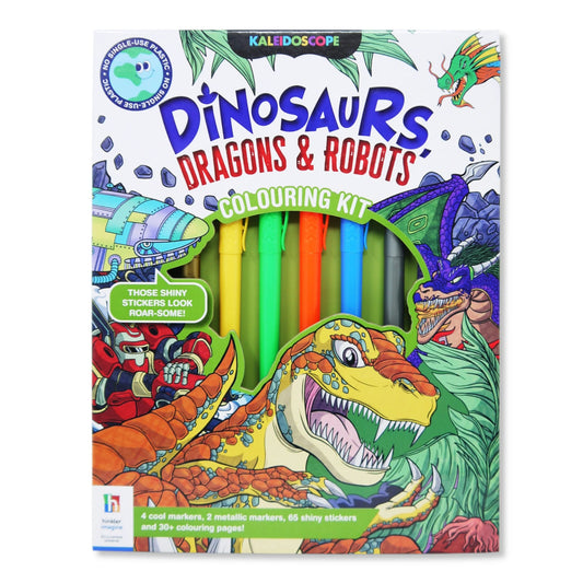 Dinosaurs Dragons & Robots Colouring Kit