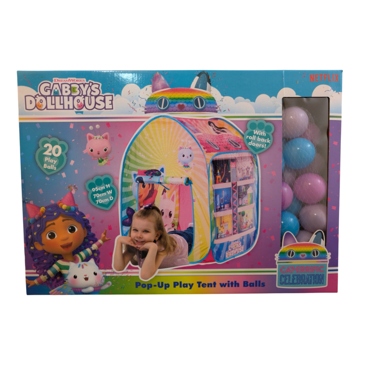 Gabby's Dollhouse Rainbow Pop Up Play Tent with Balls