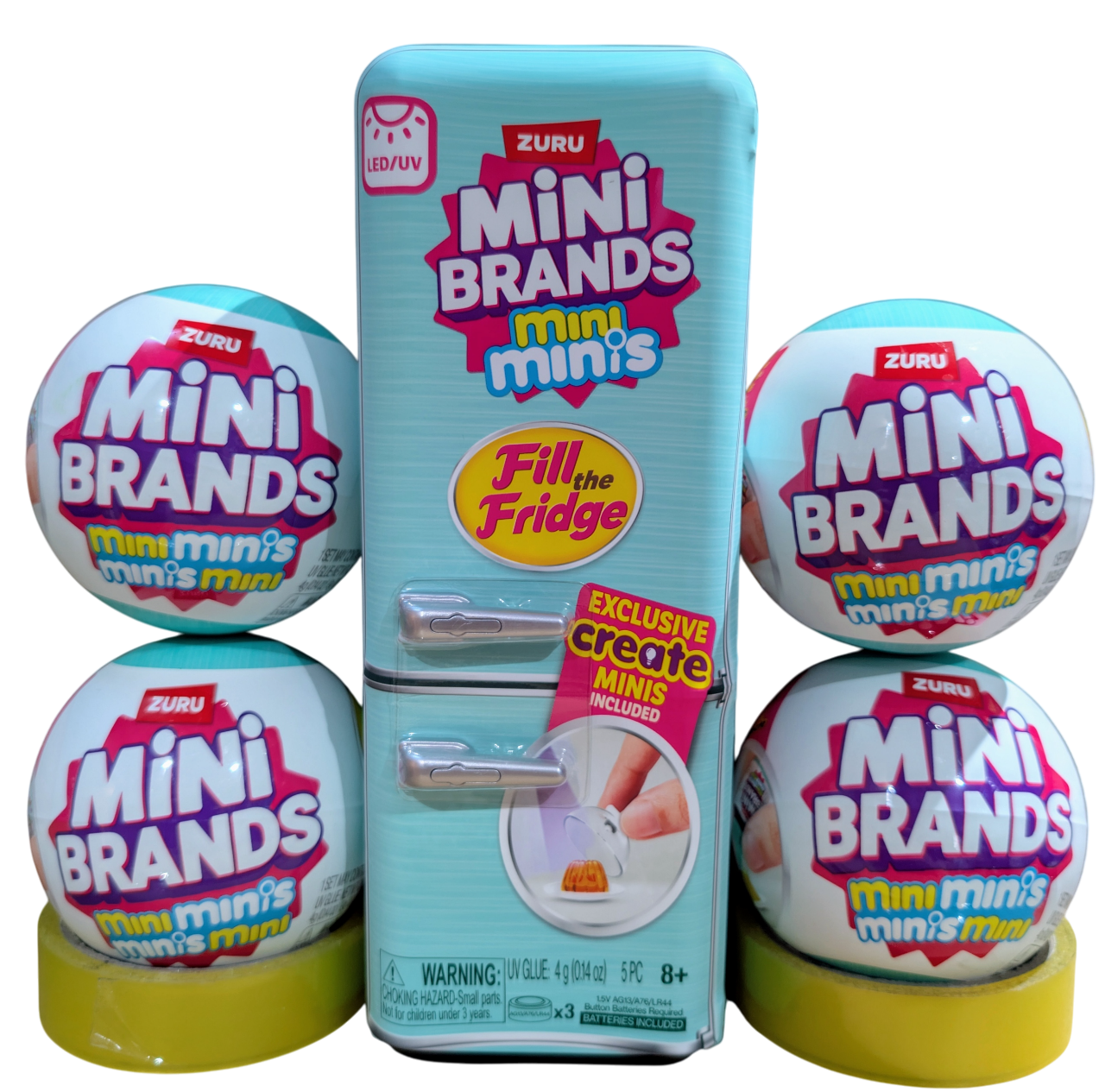 Mini Brands Fridge + 4 Fill the Fridge Balls Bundle