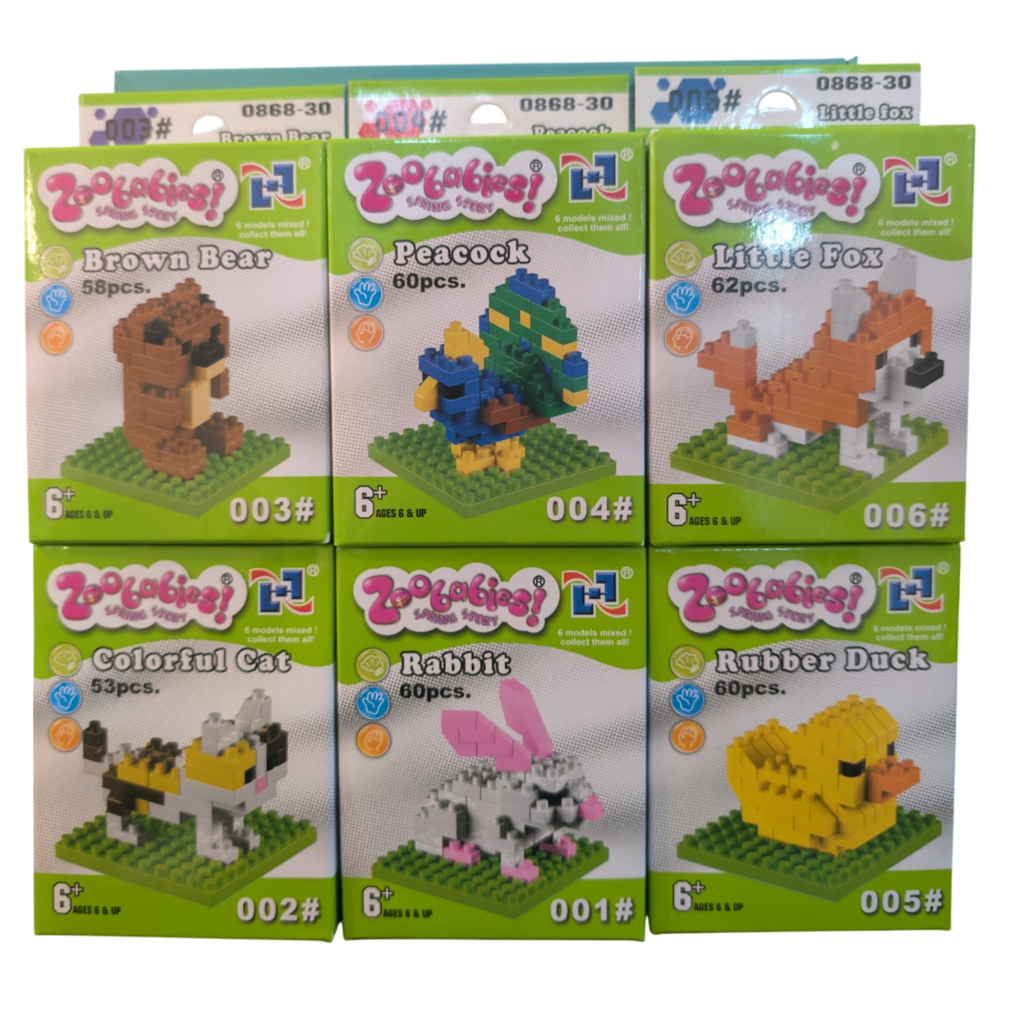 Zoobabies Mini Bricks - 6 Pack