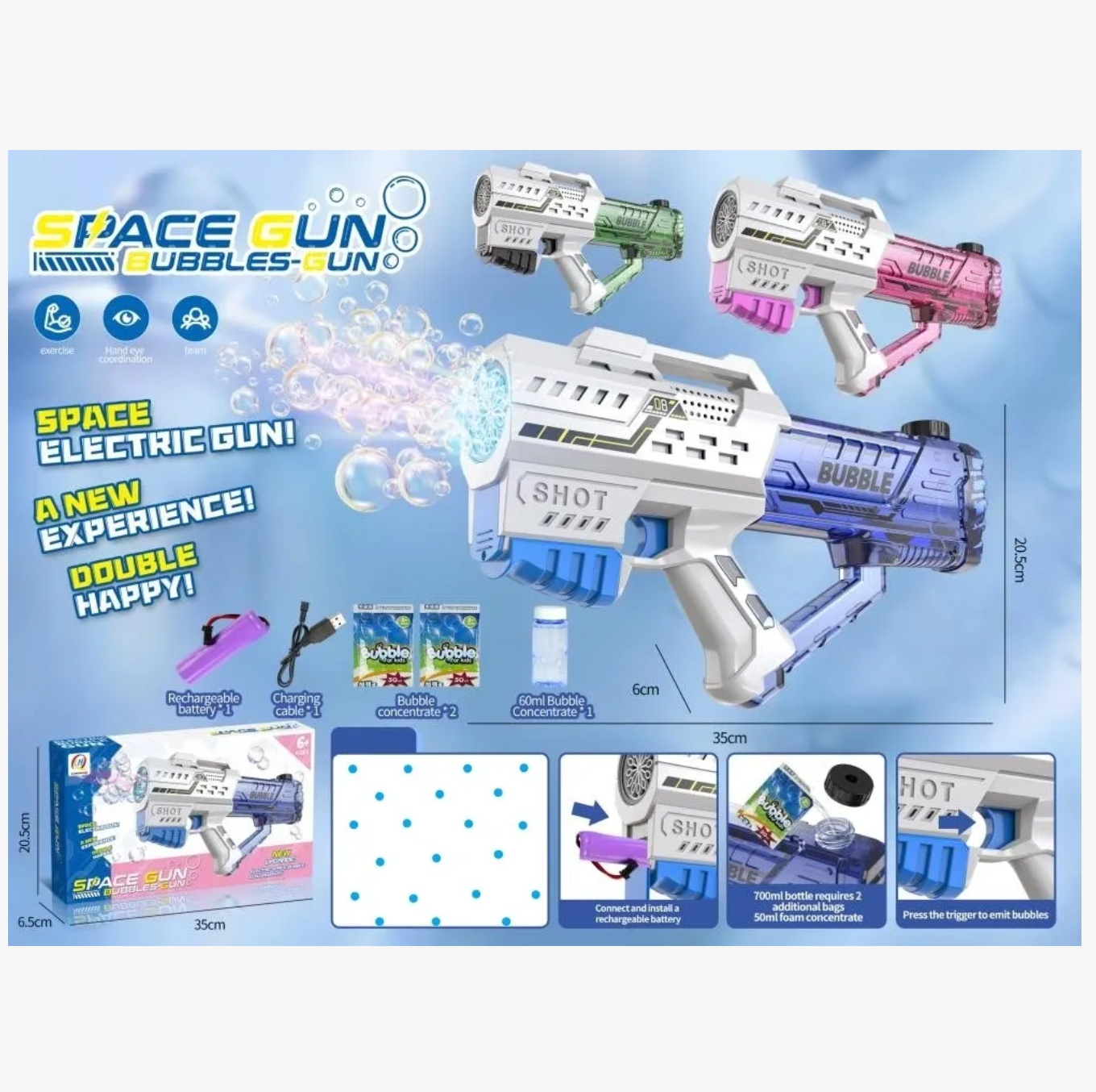 Bubble Gun - Space-Gun - 3 Colours