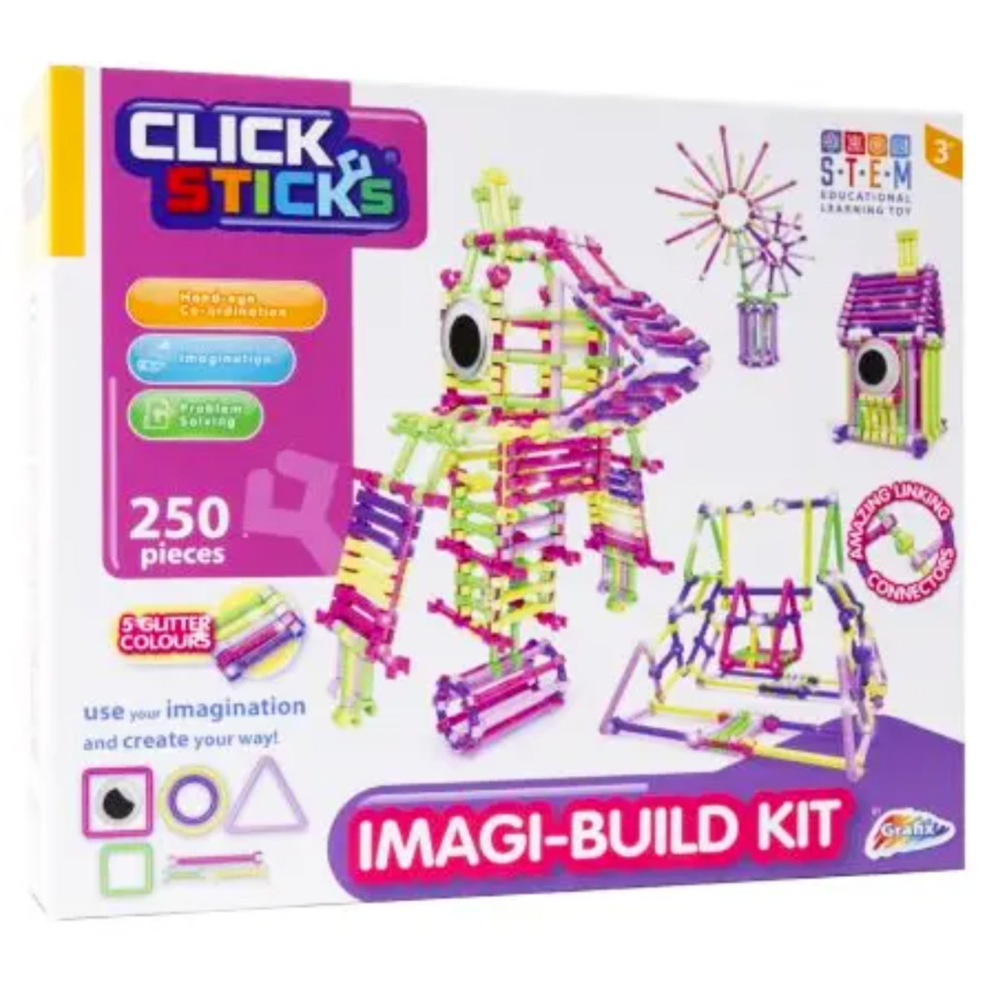 Click Sticks Pink - 250 Piece's