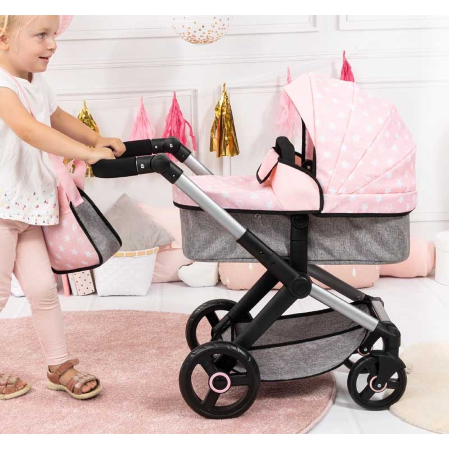 Bayer Design Grey and Pink Pram