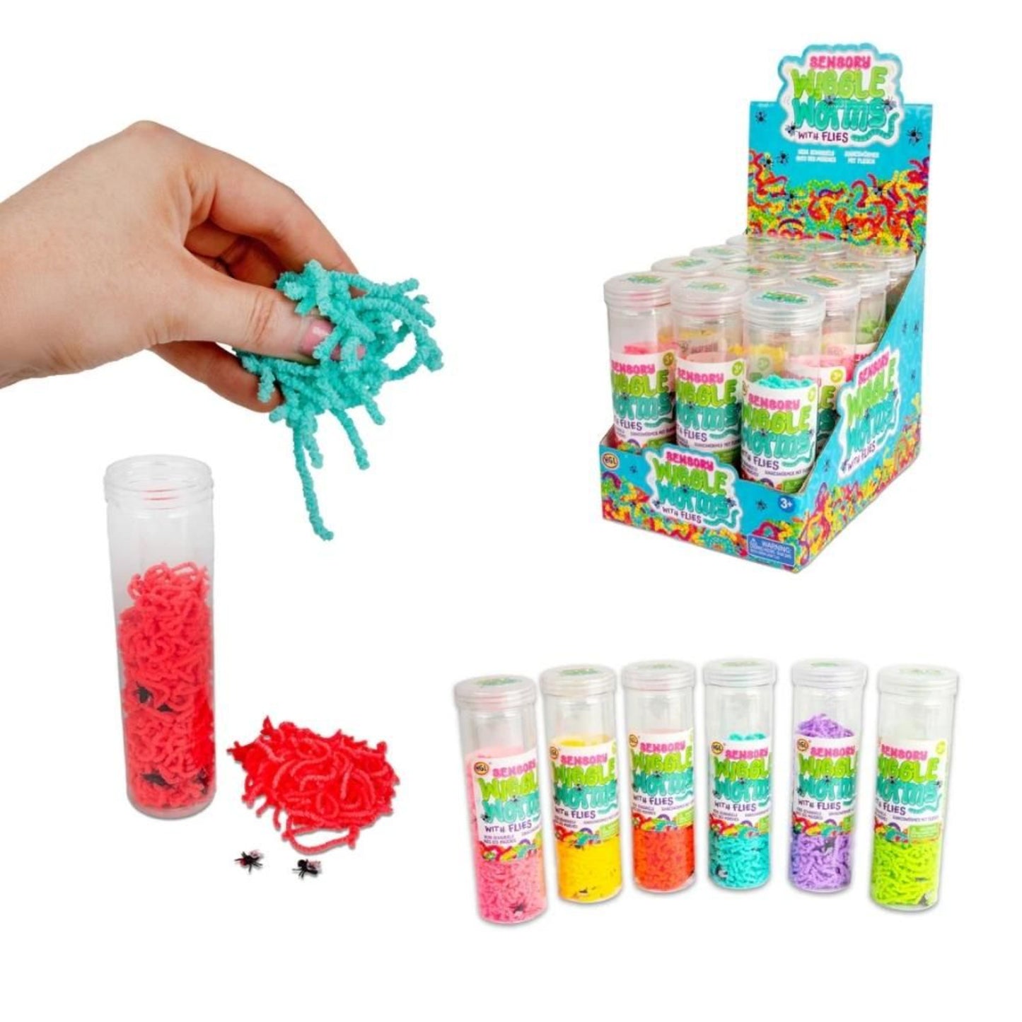 Sensory Wiggle Worms Tube with Flies
